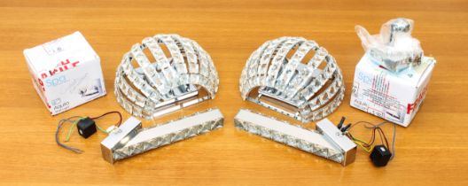 A pair of crystal wall lights by Impex Lighting - in the Art Deco style, of half-sphere form, with