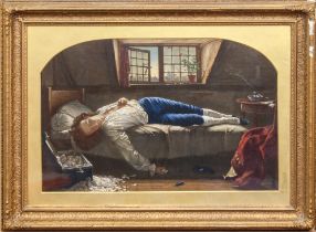 After Henry Wallis, 'The Death of Chatterton' - 38.75 x 59 cm  Victorian embossed print  original