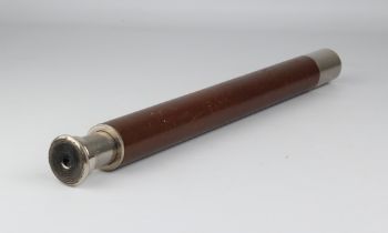 A single-draw Commodore 20x leather and plated telescope by Enbeeco of London - stamped to draw,