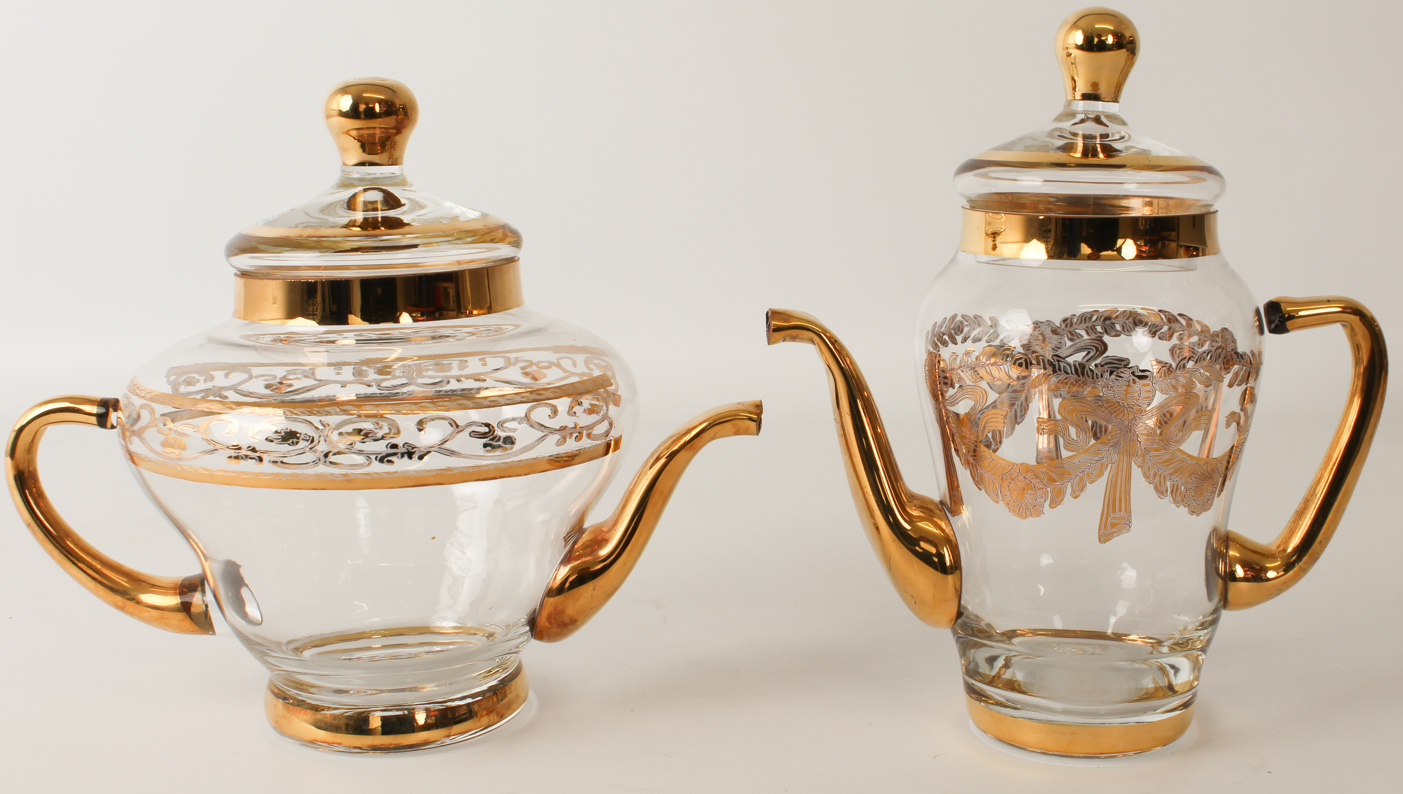 An Italian gilt-decorated glass tea and coffee service in the Florentine taste by Interglass and - Image 3 of 5