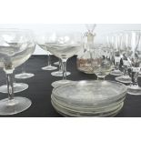 A set of seven large cocktails glasses - second half 20th century, with deep cupped bowls, 18 cm