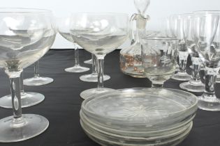 A set of seven large cocktails glasses - second half 20th century, with deep cupped bowls, 18 cm