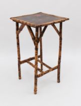 A 1920s bamboo and lacquer Oriental drinks or occasional table - (LWH 41.5 x 41.5 x 72.5 cm)