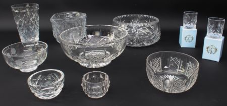 A small group of cut crystal bowls including Waterford, Stuart and Webb - the small Waterford bowl 8