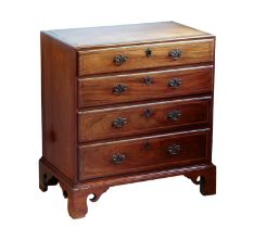 A George III mahogany and fruitwood straight front chest of drawers - of small proportions, the