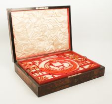 A collection of 19th century gold and coral jewellery - contained in a fine quality jewellery box by