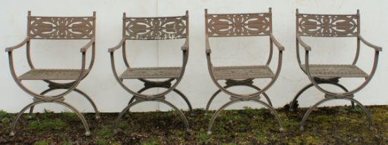 A set of four light metal  garden chairs