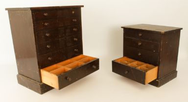 Two early 20th century table top collectors chests - one in pine and beechwood with mahogany stained