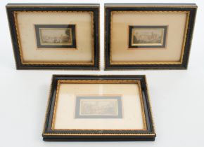 A set of three mid-19th century framed miniature hand-coloured engravings - depicting the State