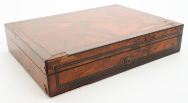 A good quality jewellery box by Sampson Mordan of London - probably walnut veneer, the lid with