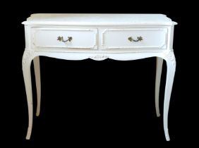 A white painted two drawer serpentine dressing table in the Louis XV taste - 1950s-60s, the