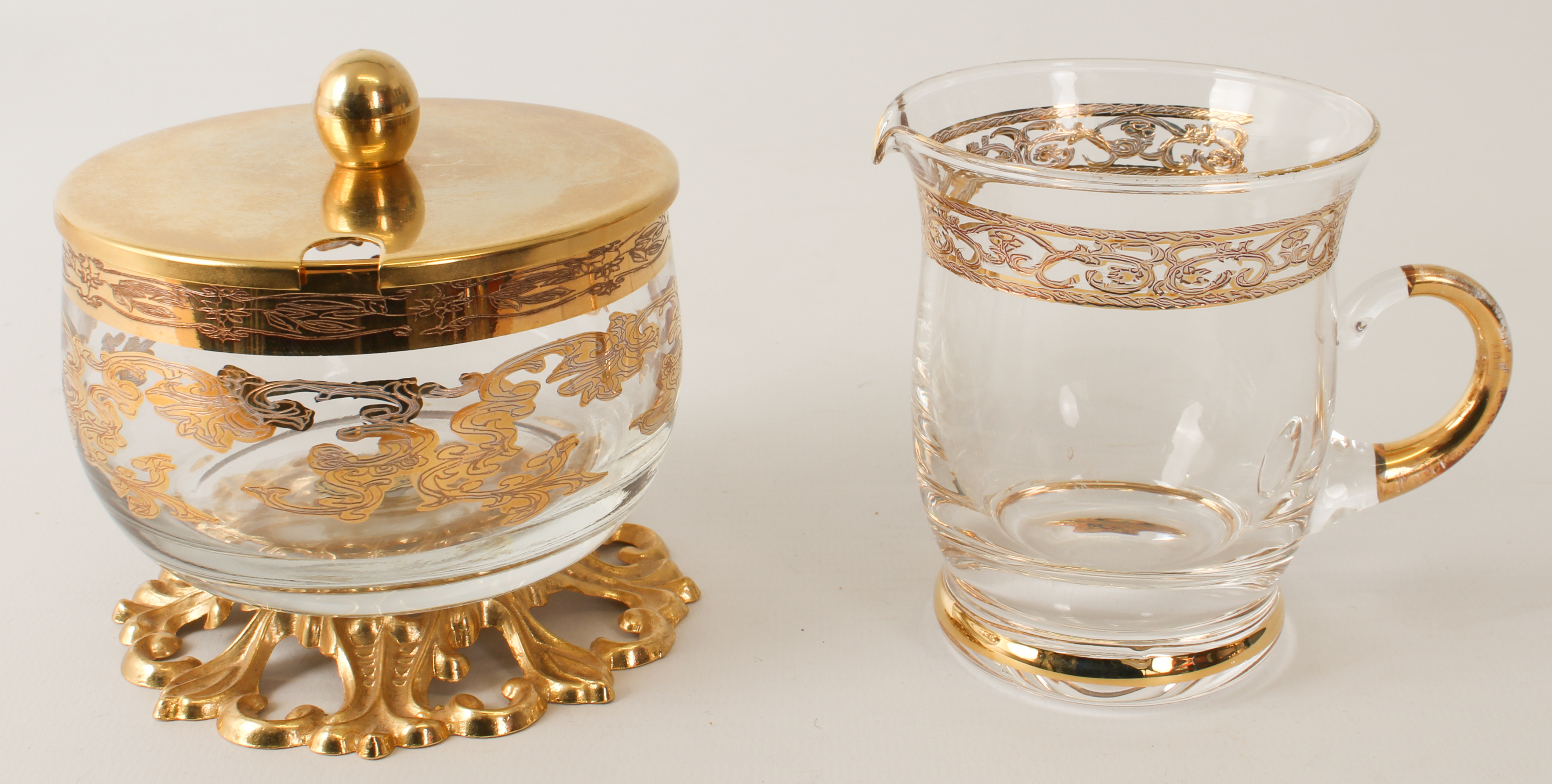 An Italian gilt-decorated glass tea and coffee service in the Florentine taste by Interglass and - Image 5 of 5