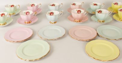 A set of twelve Queen Anne (Edensor Works) 1950s bone china 'trios' -  comprising two trios in six