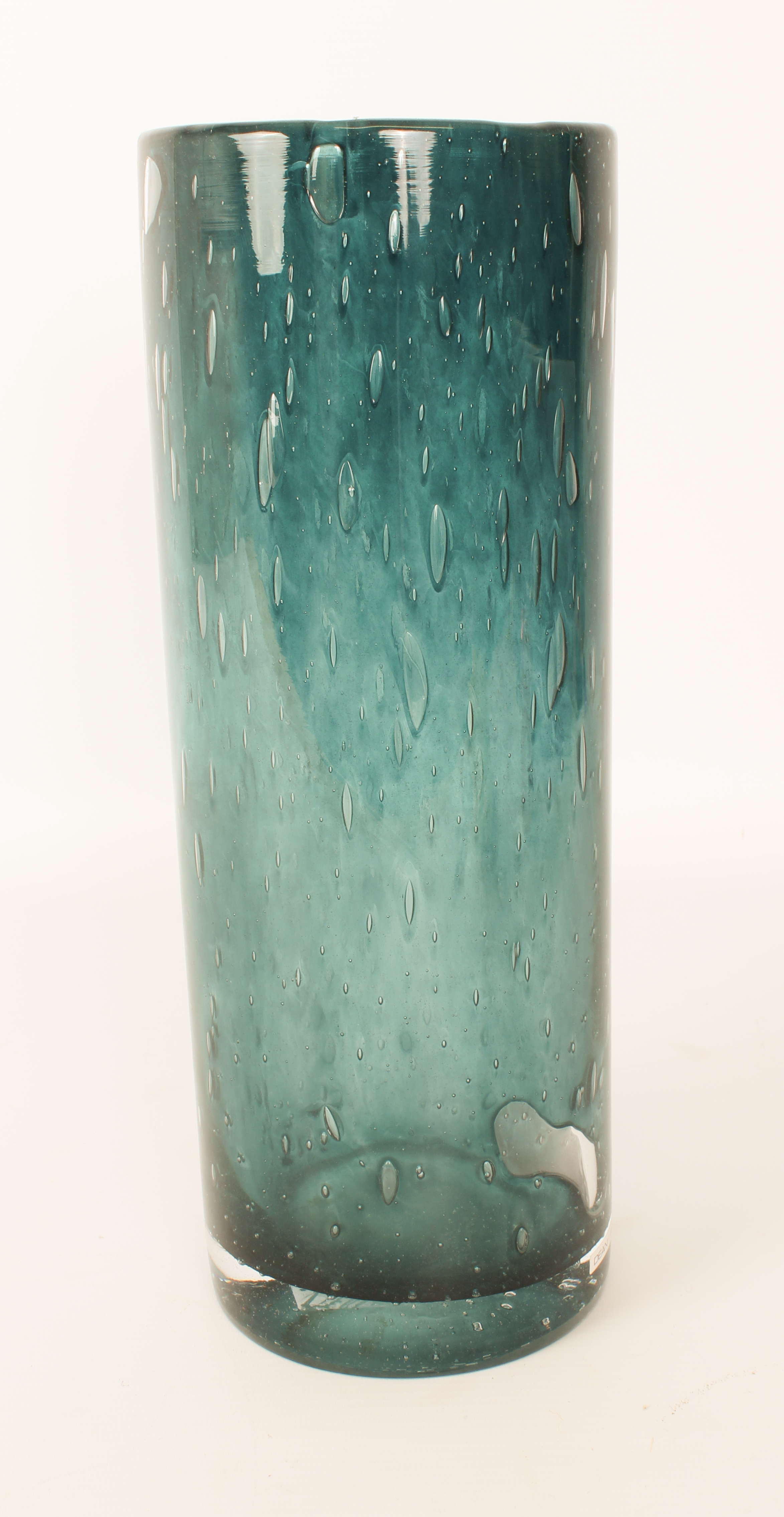 A modern dark turquoise glass bubble vase - 32 cm high, 11.7 cm diameter; together with a - Image 2 of 4