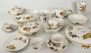 A Royal Worcester 'Evesham' part dinner service to include oven-to-table ware: coffee pot, teapot,