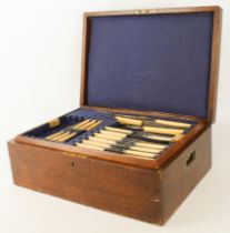 A part-suite of silver-plated Old English thread pattern cutlery in an oak-cased canteen -