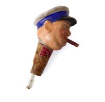 A 1950s novelty Sir Winston Churchill 'Kinki-Bee Character' whisky pourer - with original paper