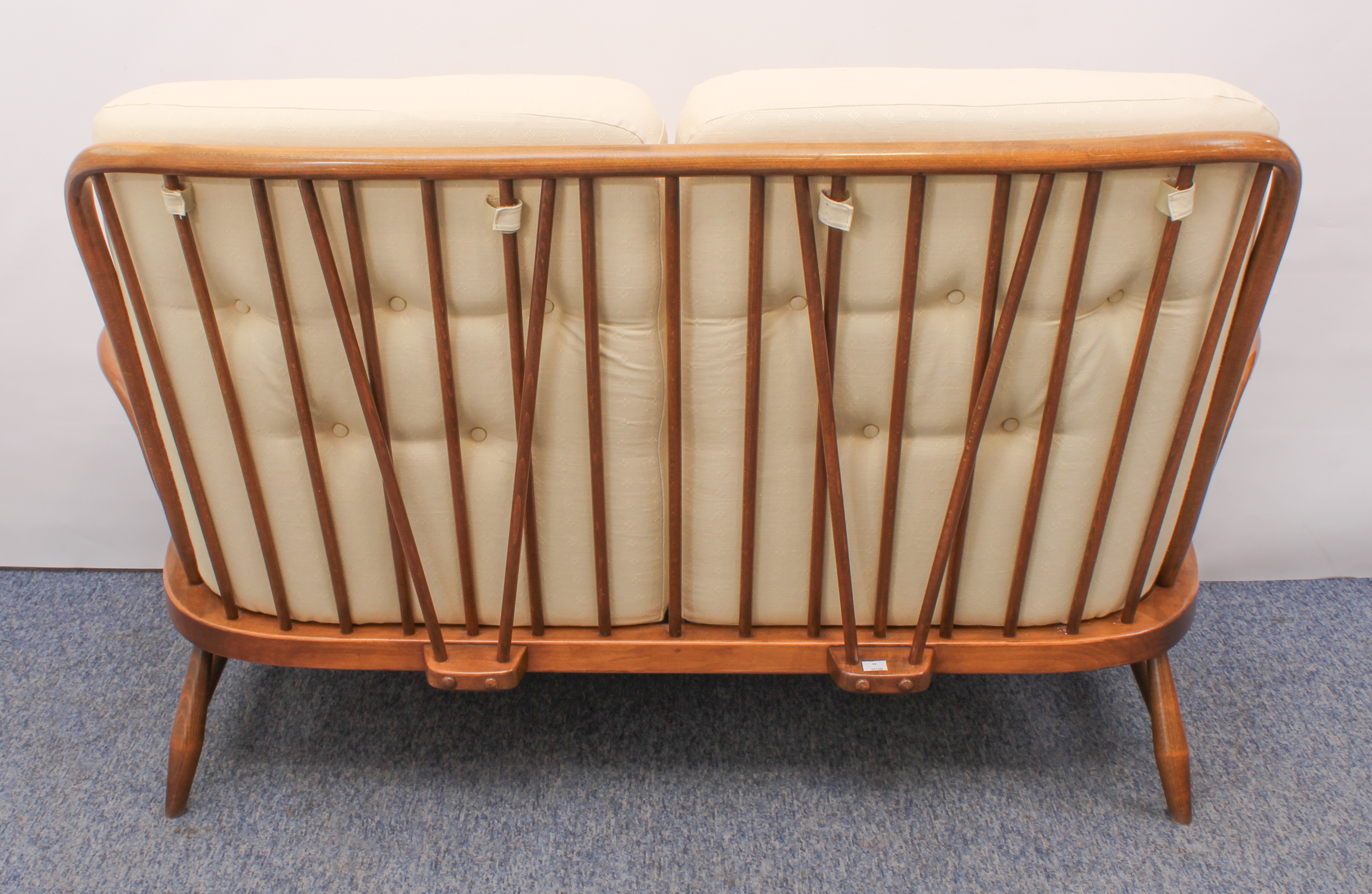 An Ercol Windsor beech and elm two-seater sofa - Jubilee model, no.766, with original pale gold - Image 3 of 4