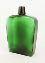 A large green glass Guerlain (France) perfume bottle with dispenser cap, LWH 14.5 x 6.5 x 21.5 cm.