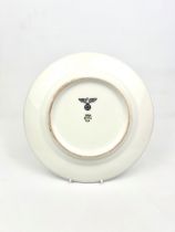 German WW2 interest - a porcelain plate with swastika mark to the underside