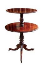 A late-Regency mahogany two-tier dumb waiter - of good colour, the two graduated, revolving tiers