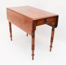 A Victorian mahogany Pembroke table - the moulded top over a single end drawer, raised on ring