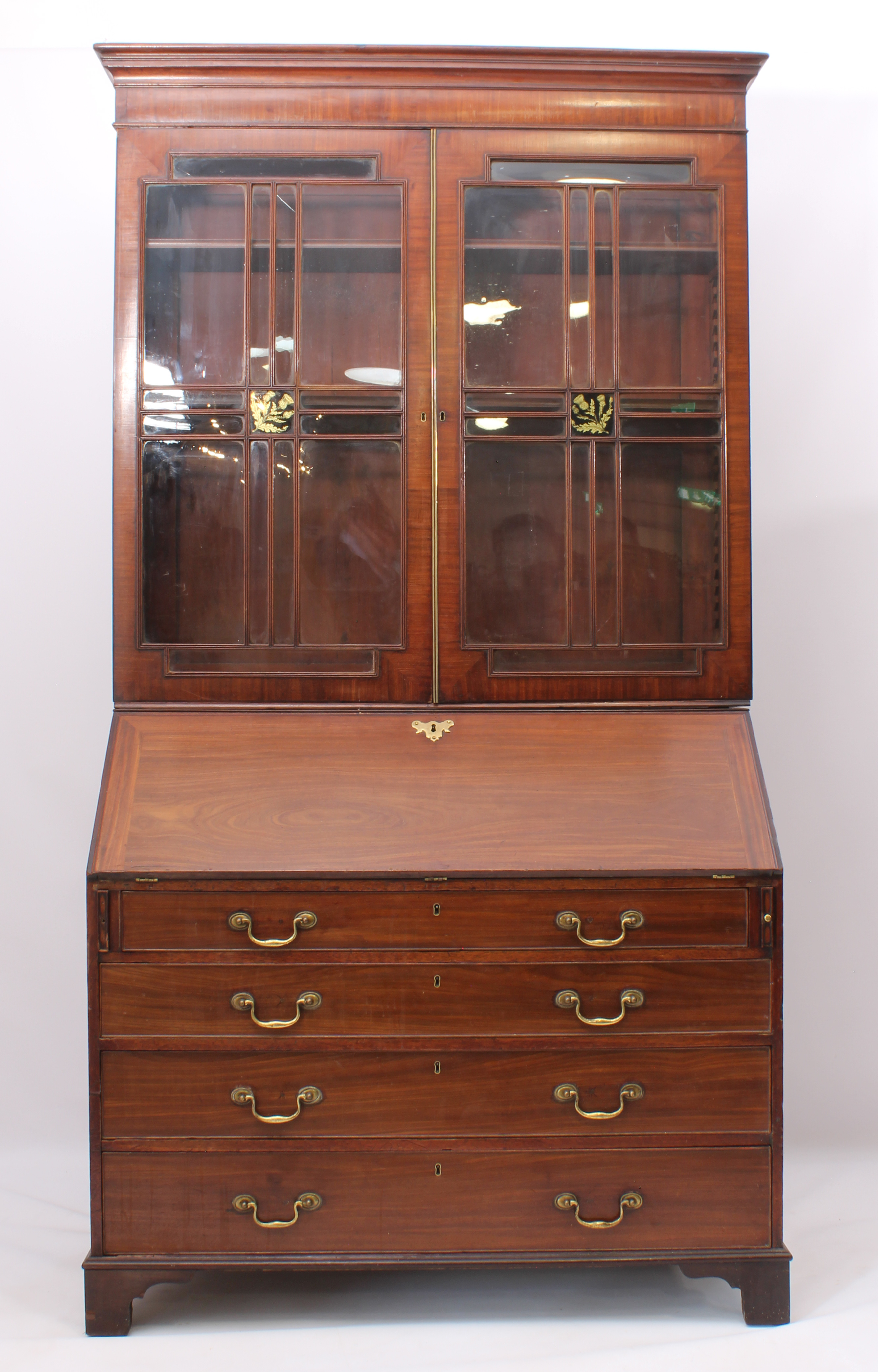 A George III mahogany secretaire bookcase of imposing proportions, probably Scottish - the cavetto - Image 2 of 6