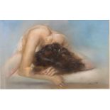 Banz Banez (contemporary) 'Nude' pastel on paper, signed and dated 11.5.88, titled and dated to