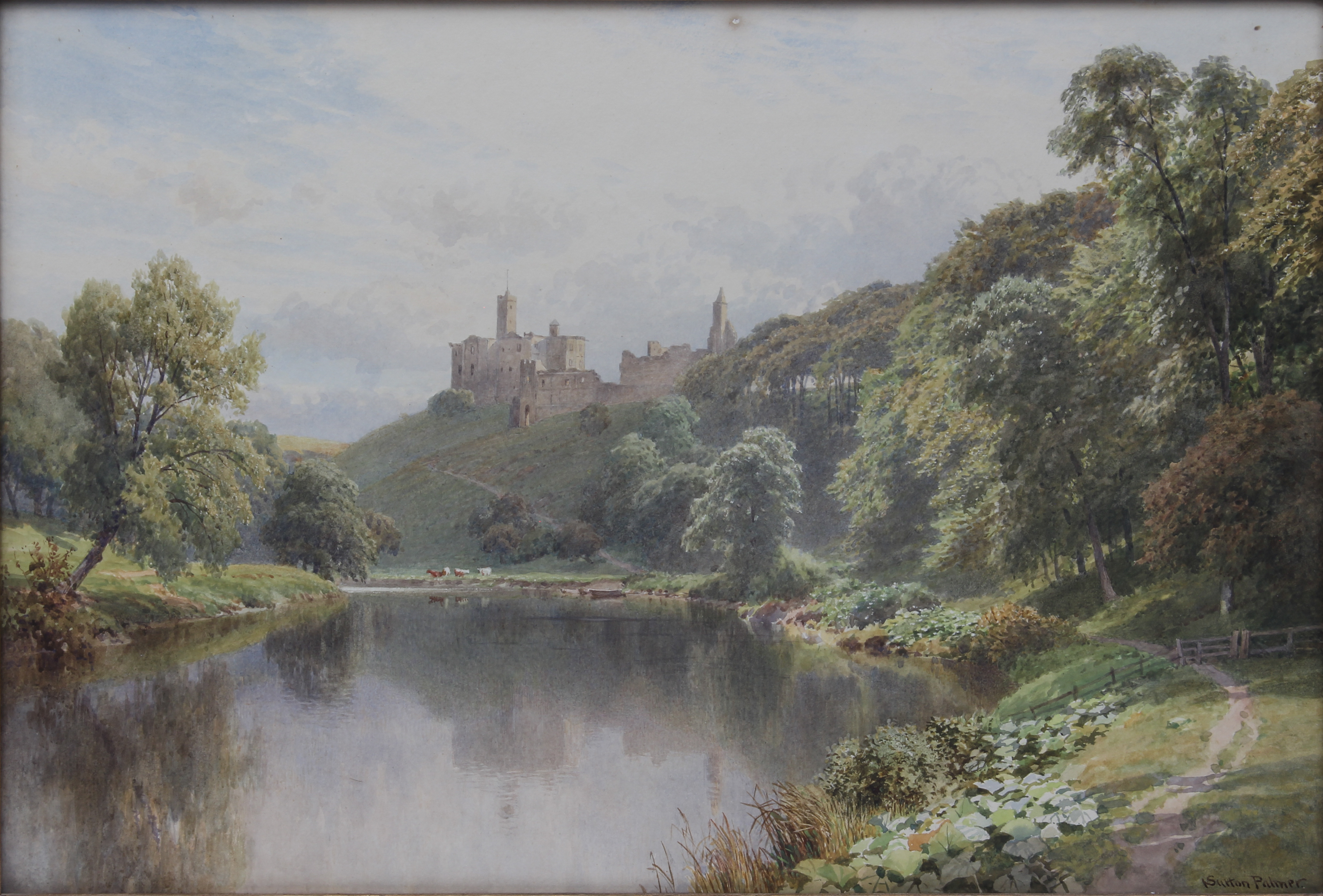 Harry Sutton Palmer (British, 1854-1933) 'Warkworth Castle, Northumberland' watercolour, signed - Bild 2 aus 4