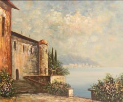 J. Hammer (second half 20th century) Mediterranean coastal scene oil on canvas board, signed lower