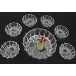 A German intaglio decorated lead crystal dessert set - 1970s-80s, by Bleikristall of West Germany,