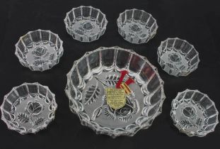 A German intaglio decorated lead crystal dessert set - 1970s-80s, by Bleikristall of West Germany,