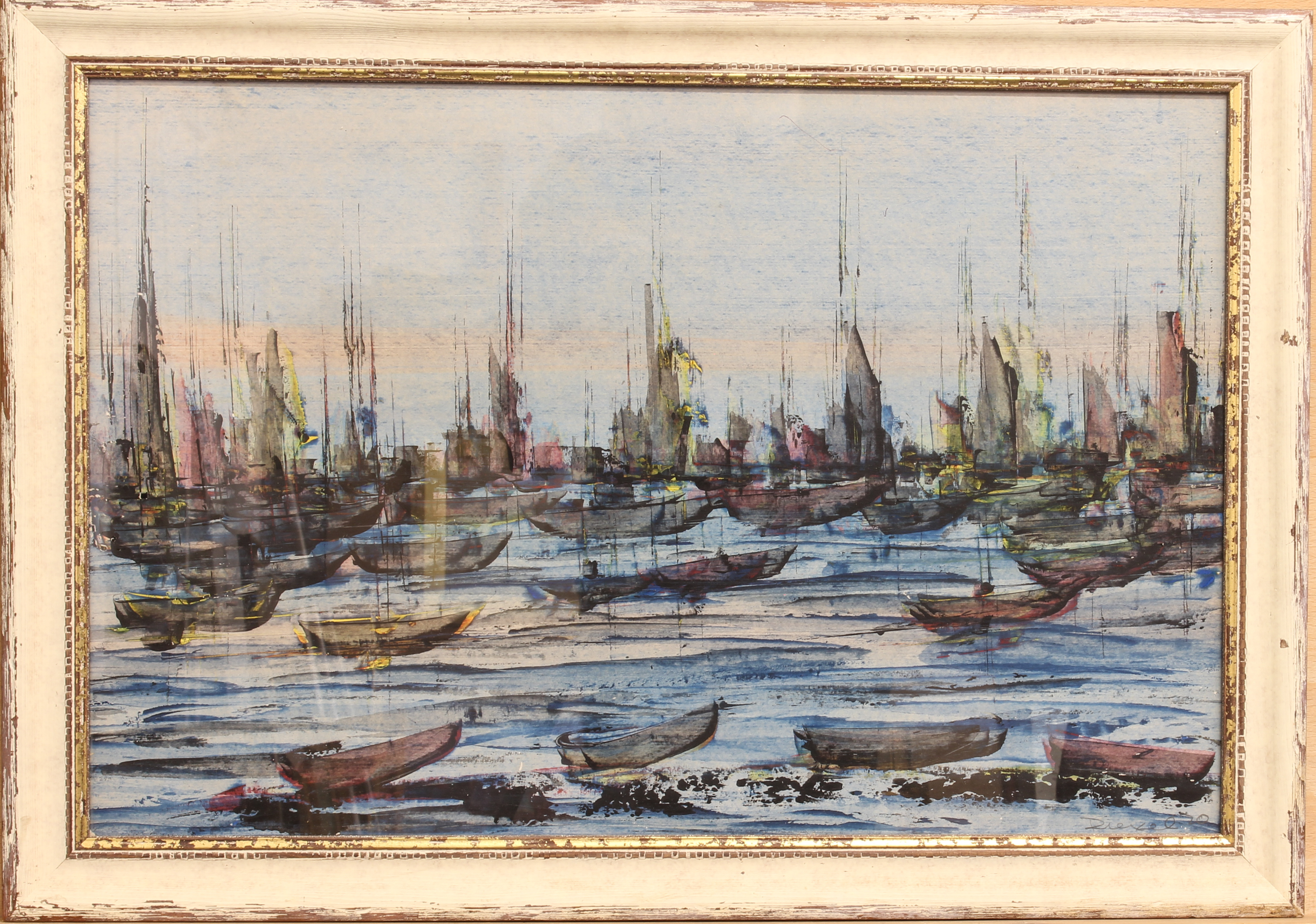 Riexel / Rievel (mid-20th century) Busy harbour scene watercolour, signed and dated (19)70 lower - Bild 2 aus 4