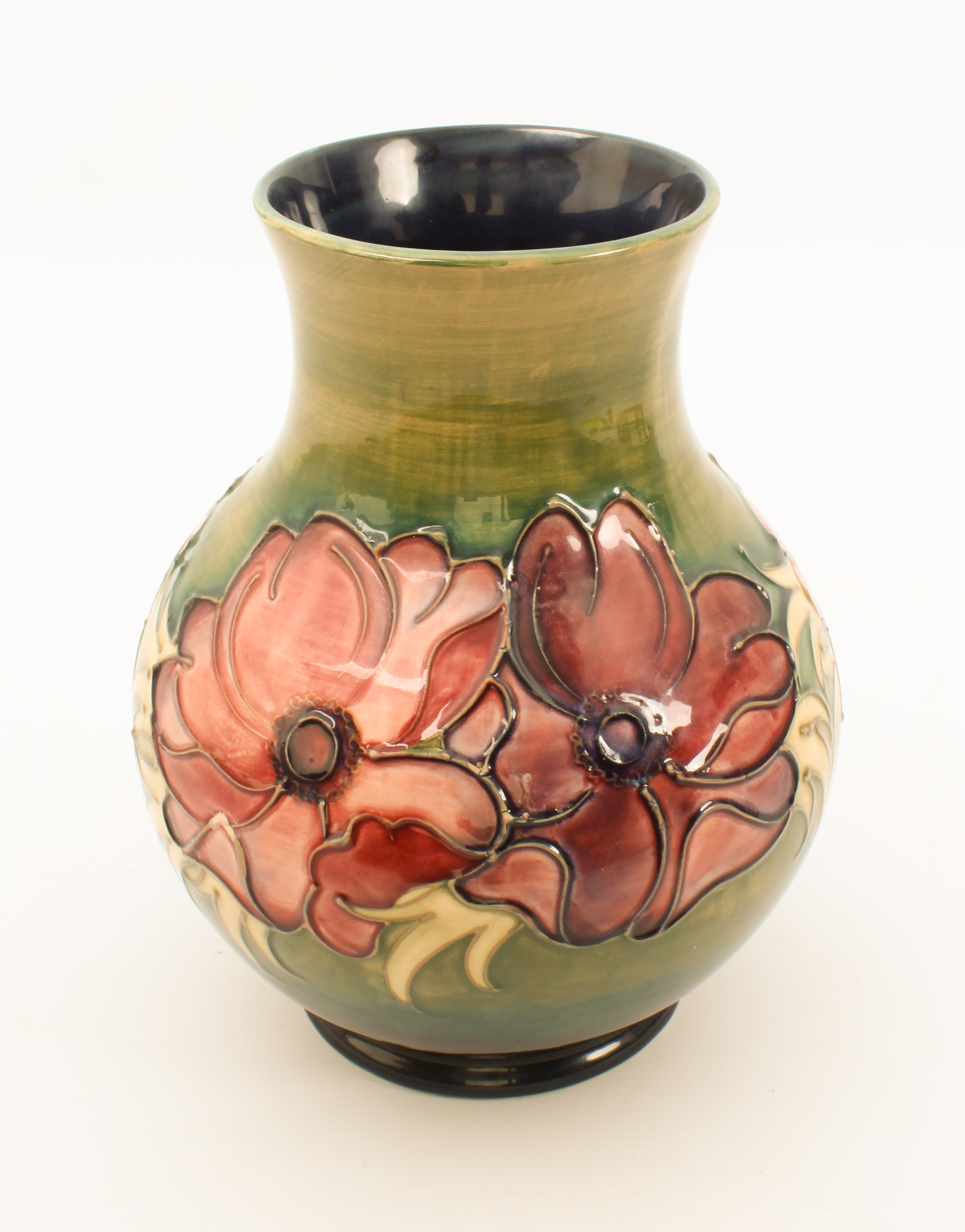 A large Moorcroft baluster vase in the 'Anemone' pattern - painted WM initials and impressed factory - Image 2 of 3