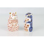 Two Royal Crown Derby paperweights: 1. Chipmunk - with gold stopper, first quality, 10.4 cm high