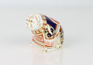 A Royal Crown Derby Bulldog paperweight - without stopper, scratch marks across red printed