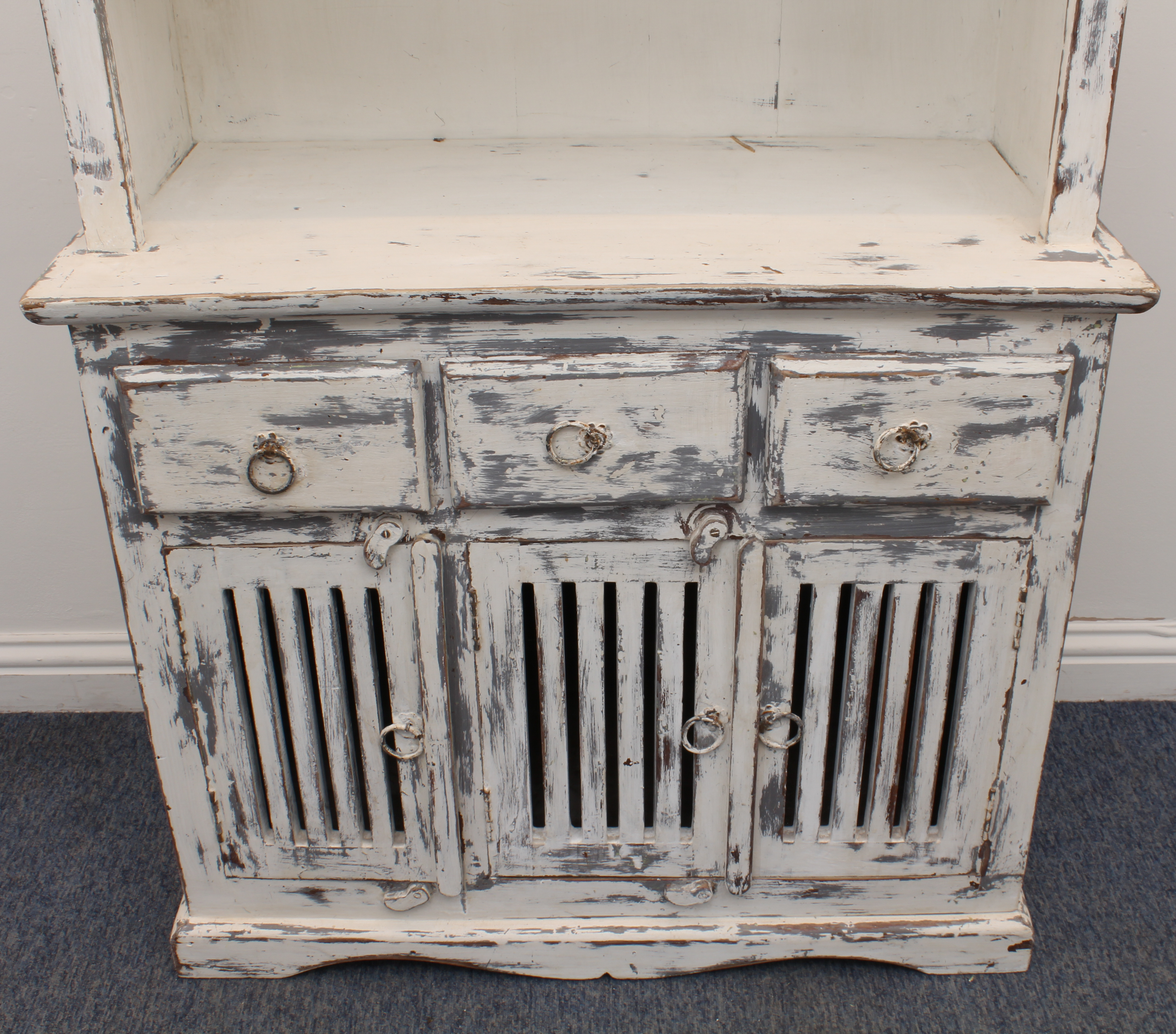 An Indian hardwood kitchen dresser painted in the shabby chic style - mid-20th century, the - Image 2 of 4