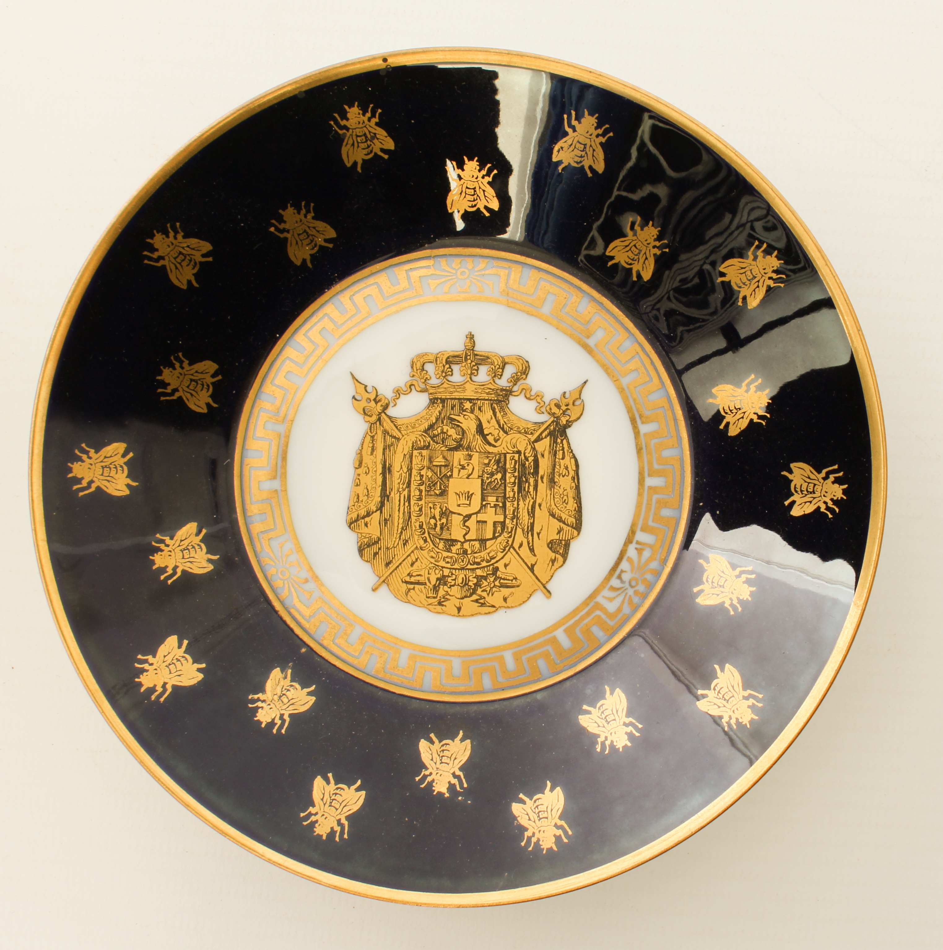 A 19th century Sèvres armorial 'Napoleon' coffee can and saucer - with iron red 'M. Imple de Sèvres' - Image 2 of 3