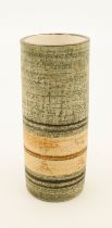 A Troika pottery cylinder vase - signed to base 'Troika, Cornwall, England', with a band of '