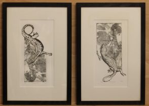 SBB (late 20th century) - a pair of etchings, 'Going Up' and 'Coming Down', each signed, titled