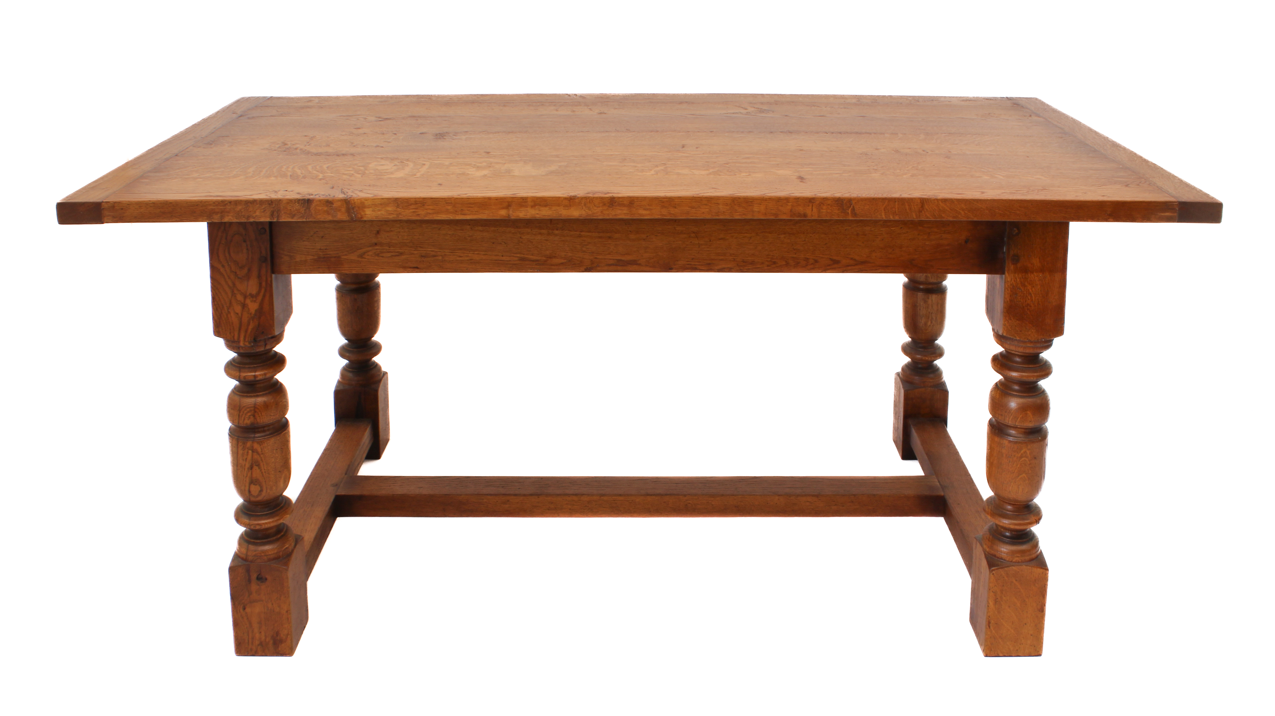 An oak extending refectory style dining table and six ladderback chairs - in the 18th century style, - Image 4 of 9