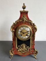 A French Boulle type mantel clock, late 19th century - the half hour gong striking movement with