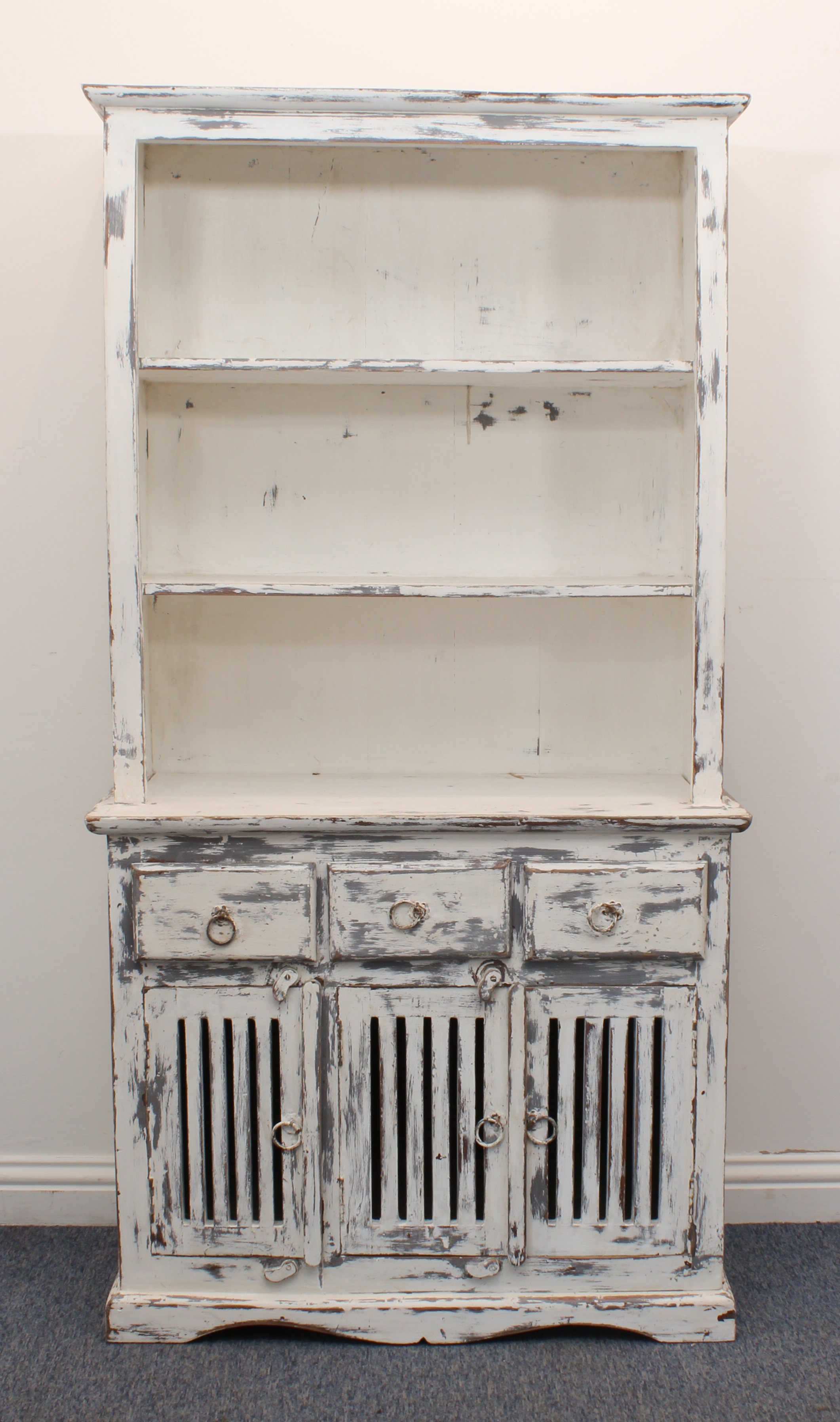 An Indian hardwood kitchen dresser painted in the shabby chic style - mid-20th century, the - Image 4 of 4