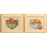 Mandy Belmokhtar (contemporary) Still life of apples in a Chinese porcelain bowl; Still life of