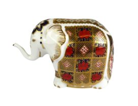 A Royal Crown Derby Elephant paperweight - with gold stopper, first quality, 10 cm high. *