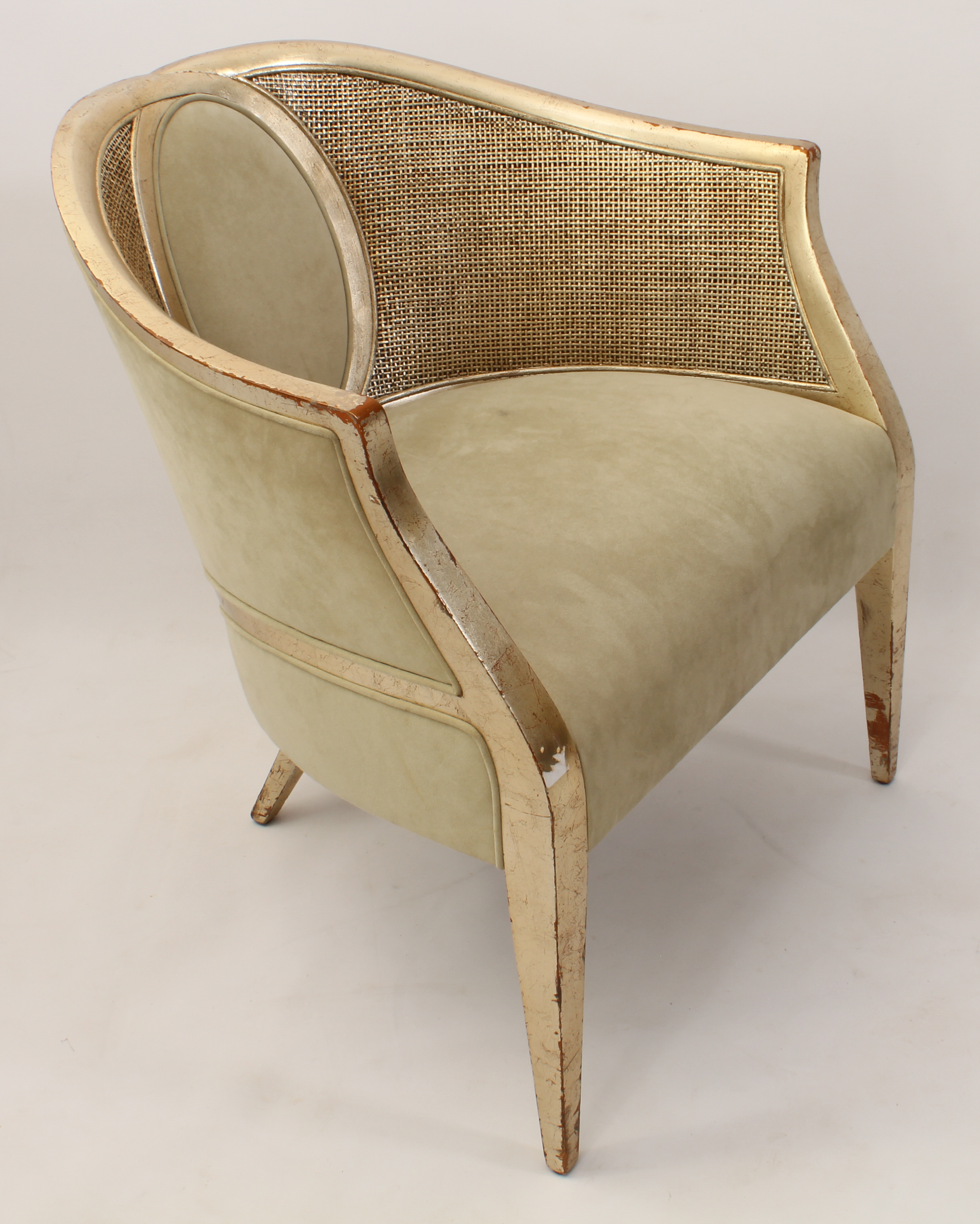 A pair of silvered giltwood, caned and suede tub armchairs by Christopher Guy - reputedly retailed - Image 2 of 4