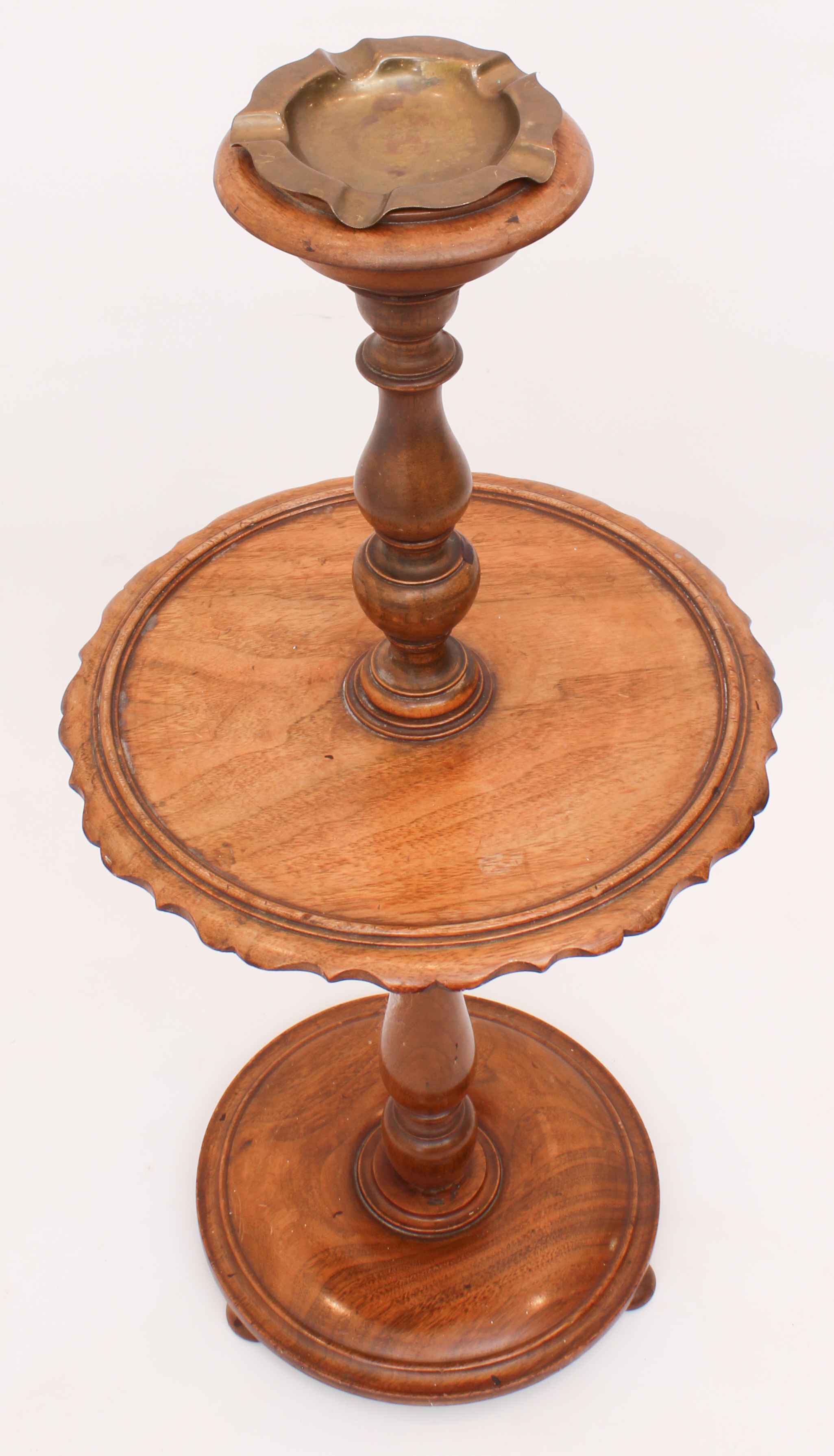 A mahogany smoker's companion - 1930s, two-tier with an ashtray top over a dished centre tier, on - Image 2 of 4