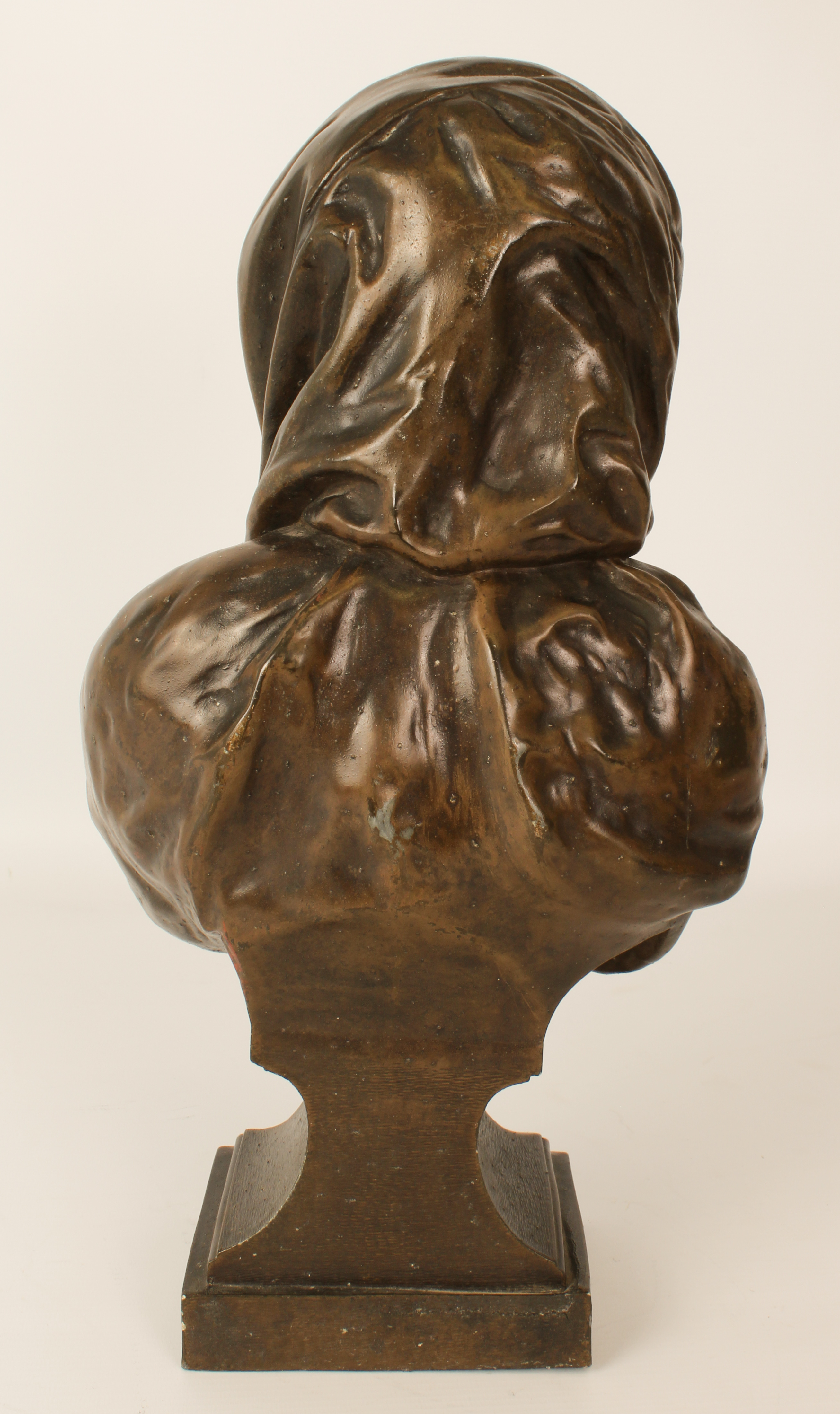 A large late 19th to early 20th century bronzed spelter female bust (39.5 cm high). - Image 3 of 4