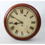 A late 19th century walnut school or station clock - with single fusee movement (lacks pendulum),