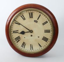 A late 19th century walnut school or station clock - with single fusee movement (lacks pendulum),